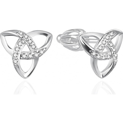 Agato Stylové stříbrné náušnice se zirkony Triquetra AGT-E117SW