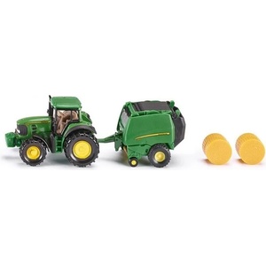 SIKU Метална количка Siku - Трактор с балопреса John Deere, зелен (1665) - baby