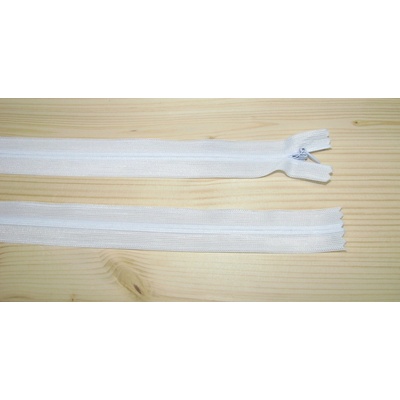 Zips krytý 3mm nedeliteľný 60cm biela dederon