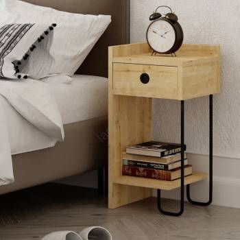 Image 1 of ASIR GROUP Нощно шкафче CACTUS 60x29, 5 cм бежово/черно (AS1276)