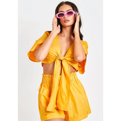 Missy Empire Къси панталони Missy Empire Bow Shorts And Top Set - Orange