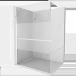 Mexen Kioto+ стена за душ с рафт Walk-in 100 x 200 см, прозрачно/матово, бяло - 800-100-121-20-35 (800-100-121-20-35)