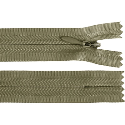 Spirálový zip skrytý No 3 délka 60 cm Varianta: 298 zelená khaki tmavá, Balení: 1 ks