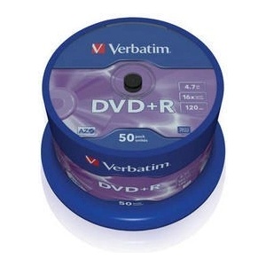 Verbatim DVD+R(50-Pack)Шпиндел/Обща търговия на дребно/16x/4.7GB (43550)