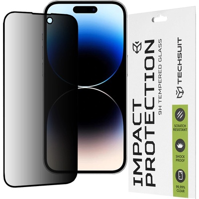 Techsuit Протектор за iPhone 14 Pro - 111D Privacy Full Glue - черен