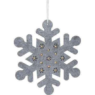 H&L Sněhová vločka LED Hangdeco 35 cm filc stříbrná