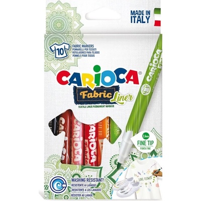 Súprava farebných fixiek na textil Carioca Fabric 2,6 mm 10 ks