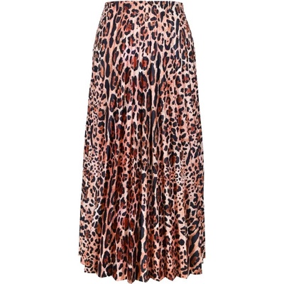 Takoy Panel na plisovanou půlkolovou sukni polomatný satén leopard MAXI vzor
