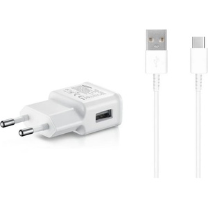 Samsung EP-TA200EWE + EP-DR140AWE Samsung зарядно устройство за пътуване 15 W + USB-C кабел за данни, бяло