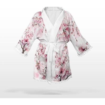 Takoy Panel se střihem 2XS šifon / silky kimono sakura květiny - prodloužený střih