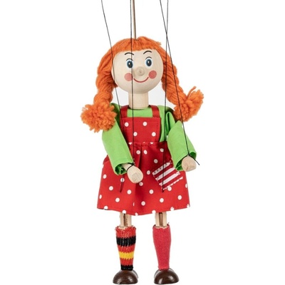 MÚ Brno Copaté dievča 20 cm, drevená marioneta