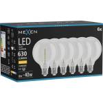 Mexen Vintis 6x LED крушка с нажежаема спирала E27, G95, 6W, Топла - 2700K, 630 lm, (L167-E27-0627-00x06)