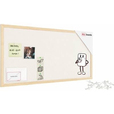 ALLboads Textilní tabule 80 × 40 cm, bílá, v lakovaném dřevěném rámu, TFWHITE84W