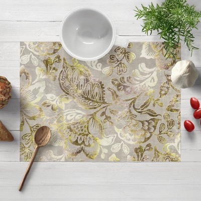 Biante Zamatové prestieranie Tamara TMR-055 Abstraktné zelené kvety na zelenosivom 35x45 cm