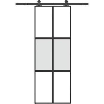 vidaXL Плъзгаща се врата с обков 76x205 см Закалено стъкло&Алуминий (3332971)