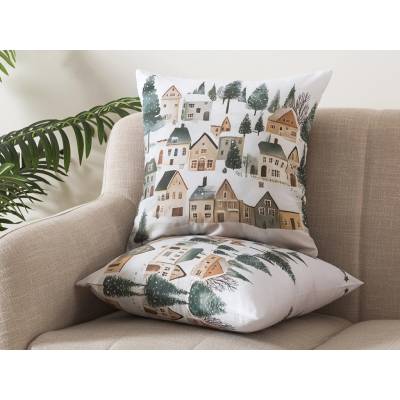 Xpose ZASNĚŽENÁ VESNICE digitální tisk 2 ks Bavlna 43 x 43 cm – Zboží Dáma