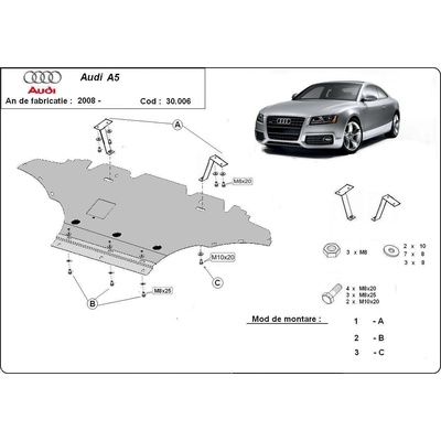 Scut Motor - Румъния Метална кора под двигател AUDI A5 Sportback (8TA) от 2007 до 2017 (73859)