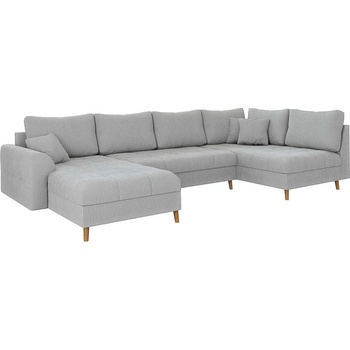 ROPEZ Светлосив ъглов диван от рипсено кадифе (ляв ъгъл/"U" форма) Ariella - Ropez (Ariella Narożnik U - Lewa OT tk. Lincoln 86 nogi natura)