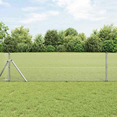 vidaXL Zemní upevnění svařované drátěné ploty 25 x 0,6 m Stříbrná