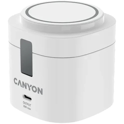 CANYON 4 in 1 Wireless Charging Stand, 30W max, Size: 70x70x70.3mm, weight: 414g, with 65W charger and 1M cable, white (CNS-WCS405W)