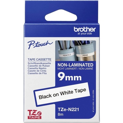 etikety Brother TZe, TZ TZe-N221 plast Barva pásky: bílá Barva písma:černá 9 mm 8 m