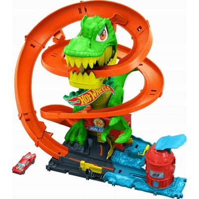 Hot Wheels city T-rex útočí na hasičskú stanicu JBM73