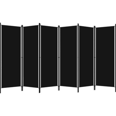 vidaXL 6-dielna deliaca stena do izby čierna 300 x 180 cm