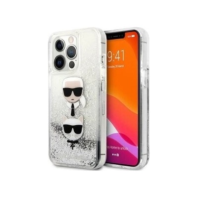 Púzdro Karl Lagerfeld iPhone 13 Mini Liquid Glitter Kar silver