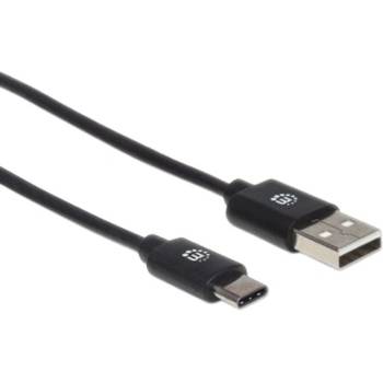 Manhattan Кабел Manhattan, от USB Type A(м) към USB Type C(м), 0.5m, черен