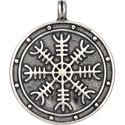 Drakkaria Aegishjalmur islandská magická runa stříbrný přívěsek P3581