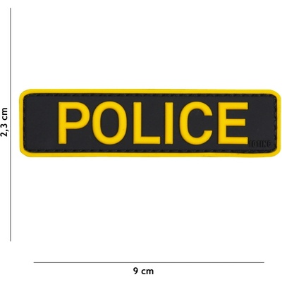 Gumová nášivka 101 Inc nápis Police - čierna