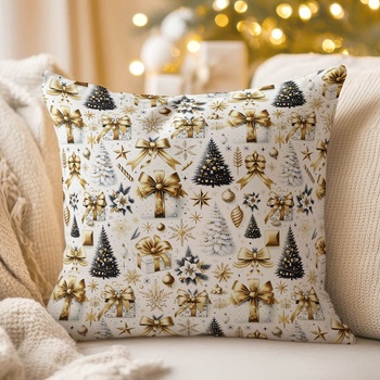 Biante satén LUP-507 Vianočné stromčeky s darčekmi 35 x 45 cm