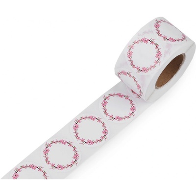 Prima-obchod Papírové samolepky Ø38 mm k popisu, barva 2 růžová sv.