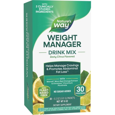 Nature's Way Weight Manager Drink Mix Формула за контрол на теглото, цитрусови плодове, 30 сашета, Nature's Way (14988)