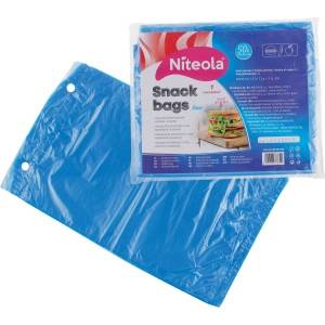 Niteola Торбички за закуски Niteola, HDPE, 20 × 30 см, дебелина 12 , сини, 50 бр