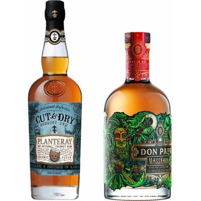 Planteray Cut & Dry 40% 0,7 l a Don Papa Masskara 40% 0,7 l (set)