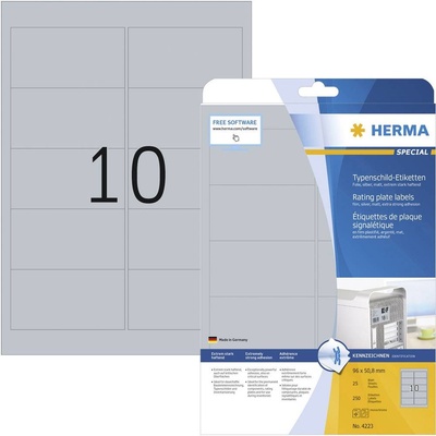 Herma 4223 etikety 96 x 50.8 mm prehľad produktov fólie strieborná 250 ks trvalé typové štítky laser, kópie