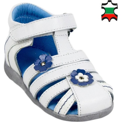 Български обувки Детски сандалки от естествена кожа в бяло и синьо от 21 до 26 33823