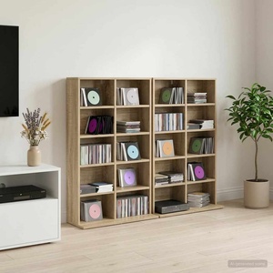 vidaXL Кабинет за CD 2 бр. Дъб сонома 65 x 23, 5 x 97, 5 см (8012679)