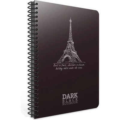 GIPTA Dark Тетрадка 17 x 24 cm, с черни листове, PP корица, със спирала, 50 листа (2673)
