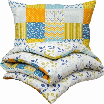 4Home krep obliečky Patchwork blue 140x200 70x90