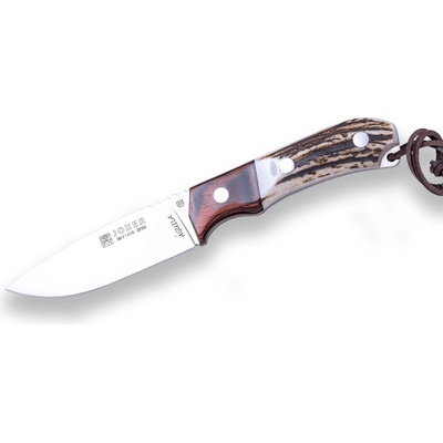 JOKER KNIFE AGUILA BLADE STAG HORN HANDLE, WOOD BOLSTER