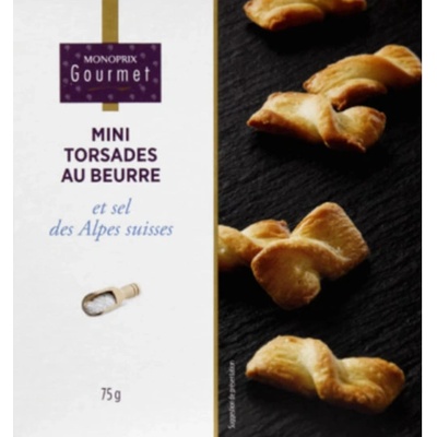 Monoprix Gourmet Mini twisty s máslem a solí ze švýcarských Alp 75 g