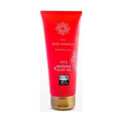 Shiatsu masážny a kĺzavý gél 2 v 1 vôňa jahody 200 ml
