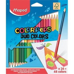 Maped Комплект цветни моливи, триъгълни, с два края, MAPED "ColorPeps Duo", 48 различни цвята 829602FC (829602FC)