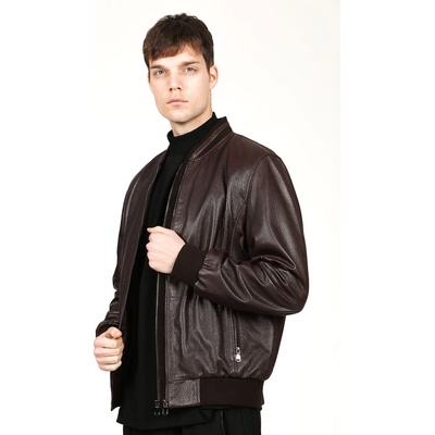 Jacket Club Мъжко яке от естествена кожа - Тъмнокафяво #319129 (319129_Кафяво)