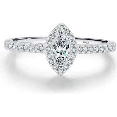 Meucci Stříbrný kapkovitý prsten s čirými zirkony SYR074