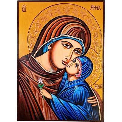 СПЕЦИАЛНА РЪЧНО РИСУВАНА ИКОНА СВЕТА АННА СЪС СВЕТА БОГОРОДИЦА