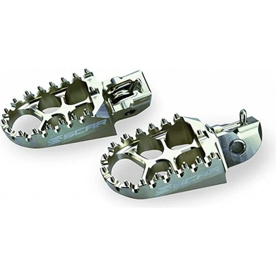 SCAR RACING stupačky řidiče hliníkové KAWASAKI KXF 06-17, KXF 450 07-17, CRF 250 02-17 barva titanová