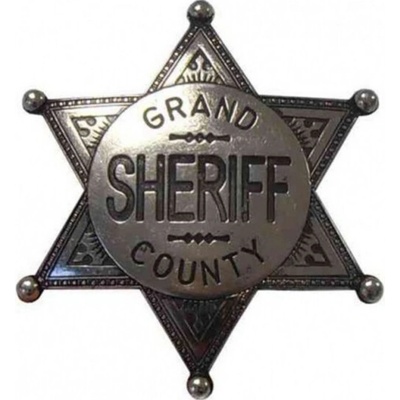 Hvězda šerifská Grand Country 6 cm - stříbrná